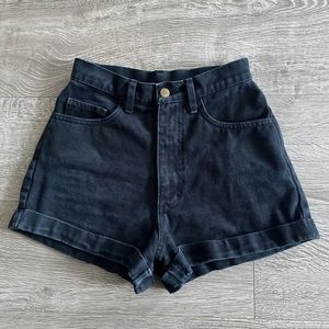 Los Angeles American Apparel high waist denim loose cuff short 27 black
